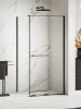 NEW TRENDY Kabina prysznicowa SMART BLACK 1D prostokątna U 100x80x200 szkło czyste 8mm Active Shield 2.0 - UCHWYT RELING EXK-6639